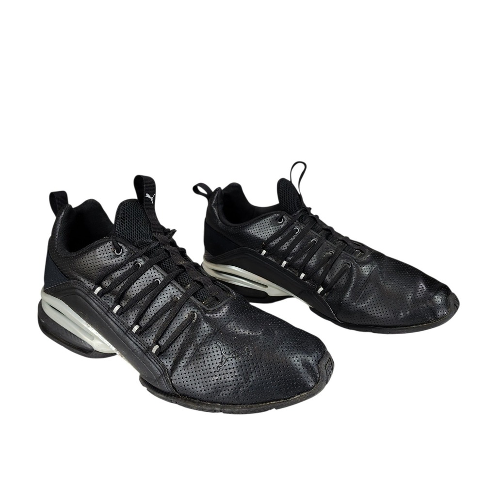 Puma Running Shoe sz US 11.5 EU 45 Men Axelion Black Leather Perforated Training